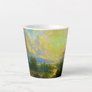 Caneca De Café Latte Floresta Mística Abstrata