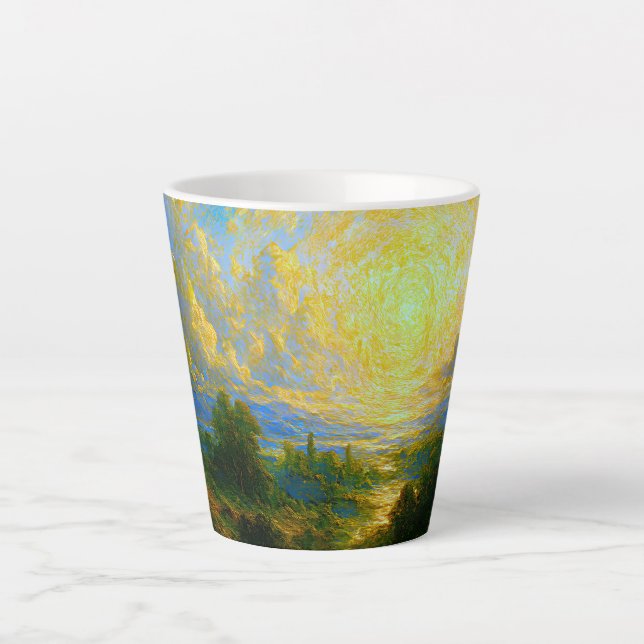 Caneca De Café Latte Floresta Mística Abstrata  (Frente)