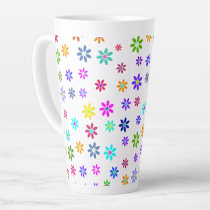 Caneca De Café Latte Flower Power Shower - padrão colorido 1