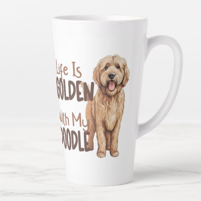 Caneca De Café Latte Fluffy Goldendoodle Latte Mug (Direita)