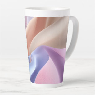 Caneca De Café Latte Fluxo de Tecido Pastel Abstrato com Curvas Suaves