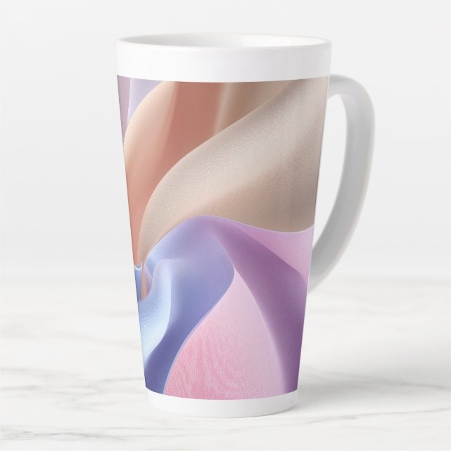 Caneca De Café Latte Fluxo de Tecido Pastel Abstrato com Curvas Suaves (Ângulo direito)