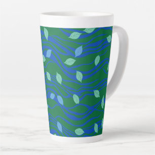 Caneca De Café Latte Fluxo Elemental Esmeralda Verde Cobalto Azul com F