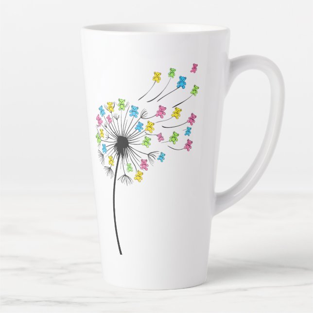 Caneca De Café Latte Flying cute bears dandelion flow (Direita)