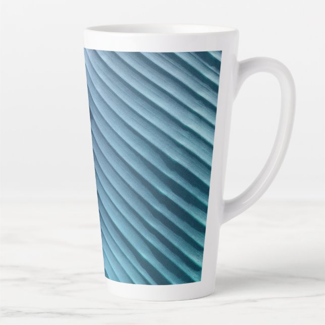 Caneca De Café Latte Folha Azul Diagonal (Direita)