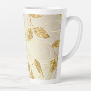Caneca De Café Latte Folha de ouro Grande