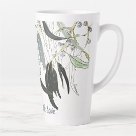 Caneca De Café Latte folha verde pálida de goma com mensagem