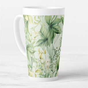 Caneca De Café Latte Folhagem Verde Botânica - Gif Nova Casa