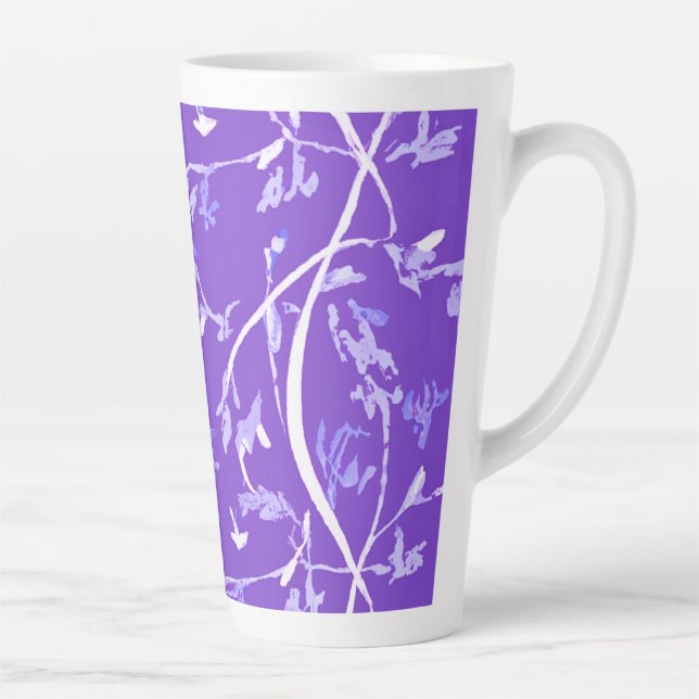 Caneca De Café Latte Folhas Boho Chic Lavanda (Direita)