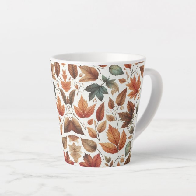 Caneca De Café Latte Folhas caindo (Ângulo direito)