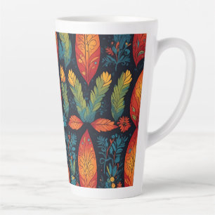 Caneca De Café Latte Folhas coloridas no outono