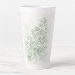 Caneca De Café Latte Folhas de Aquarela Botânica Pastel Greenery