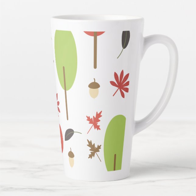 Caneca De Café Latte Folhas de Árvores de Outono Bolota Sazonal (Direita)