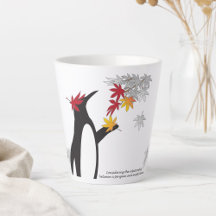 Folhas de bordo de outono e pinguim engraçado
