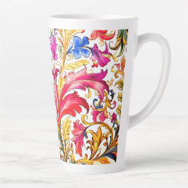 Caneca De Café Latte Folhas de Design Florentine de rico