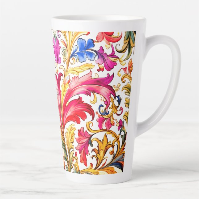 Caneca De Café Latte Folhas de Design Florentine de rico (Direita)