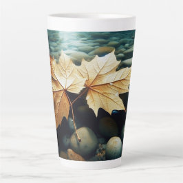 Caneca De Café Latte Folhas de Fluxo