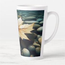 Caneca De Café Latte Folhas de Fluxo