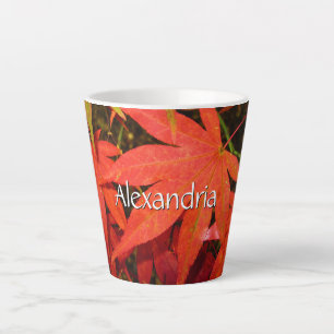 Caneca De Café Latte Folhas de Mapeamento Crimson - Pequeno Personaliza