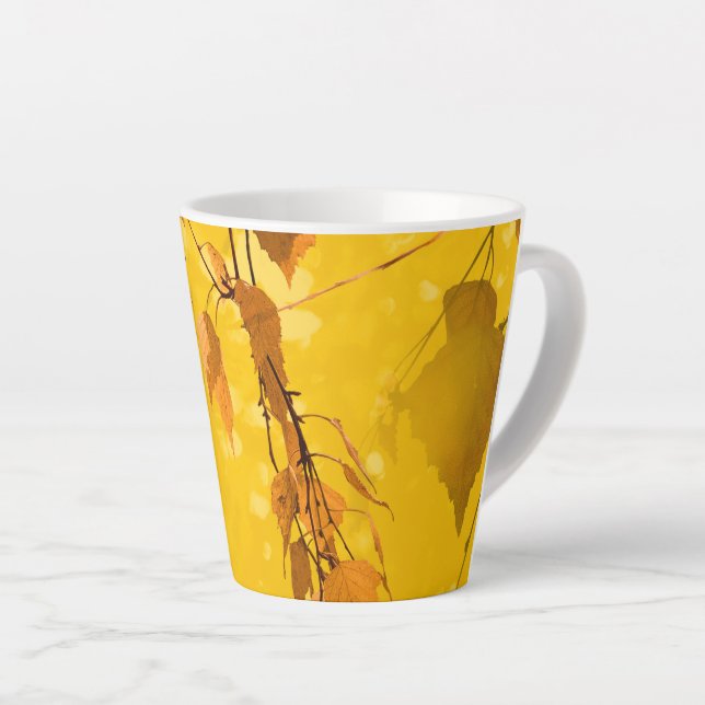 Caneca De Café Latte Folhas de Outono 3 (Ângulo direito)