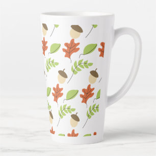 Caneca De Café Latte Folhas de outono Acorn Sasonal
