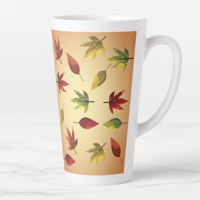 Caneca De Café Latte Folhas de Outono Pintadas (Direita)