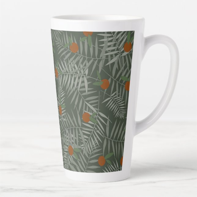 Caneca De Café Latte Folhas de Palma e Laranjas (Direita)