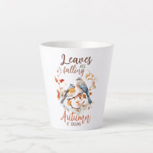 Caneca De Café Latte Folhas estão caindo - Queda de Pássaros e Folhagem