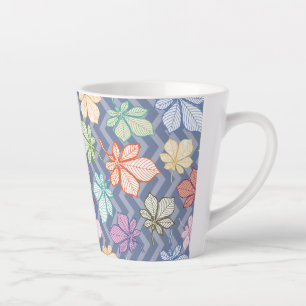 Caneca De Café Latte Folhas Estilizadas