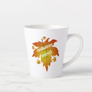 Caneca De Café Latte Folhas mapeadas de tipografia de humor de outono