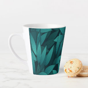 Caneca De Café Latte Folhas tropicais gradientes