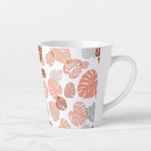 Caneca De Café Latte Folhas Tropicais Multicoloridas 9