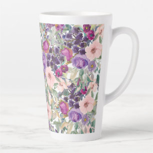 Caneca De Café Latte Folhas Verdadeiras Púrpuras, Cor-de-rosa, cor-de-r