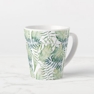 Caneca De Café Latte Folhas verdes tropicais