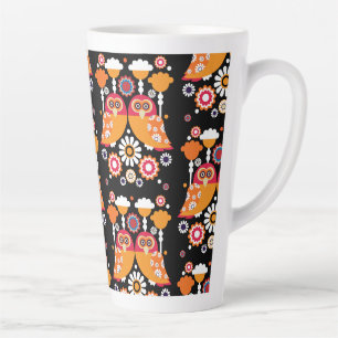 Caneca De Café Latte Folk Art Owl