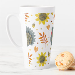 Caneca De Café Latte Folk Art Turkeys