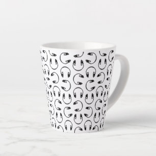 Caneca De Café Latte Fones de ouvido Impressão de música COR DE FUNDO P