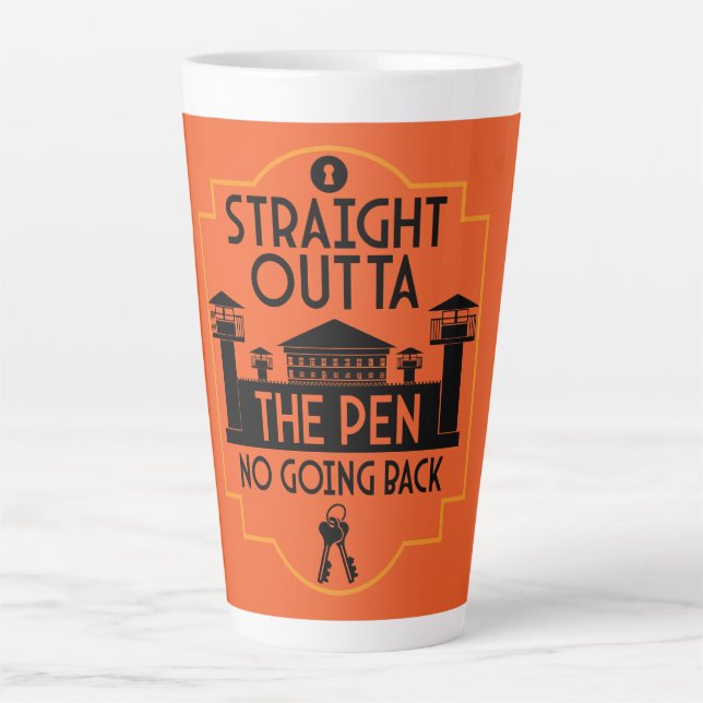 Caneca De Café Latte Fora Da Prisão Libertar Presente Dois Tons De Café (Frente)