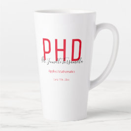 Caneca De Café Latte Formando Guarda- Vermelho Nome Preto Grau PhD