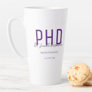 Caneca De Café Latte Formando Manutenção Nome Puro Grau PhD