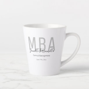 Caneca De Café Latte Formando MBA de Nome da Cinza Branca