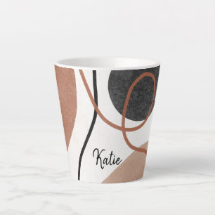 Caneca De Café Latte Formas abstrato de Forma Livre - Castanho e Preto