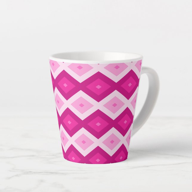 Caneca De Café Latte Formas de diamante fuchsia (Ângulo direito)