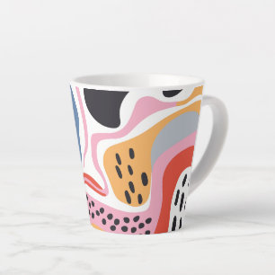 Caneca De Café Latte Formas Orgânicas Abstratas Coloridas Padrão Modern