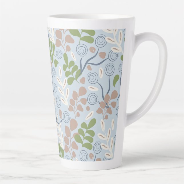 Caneca De Café Latte Formas orgânicas botânicas (Direita)