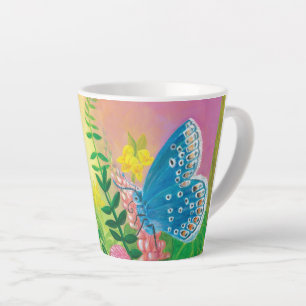 Caneca De Café Latte Formiga, caracol e borboleta azul de Chapman Peque