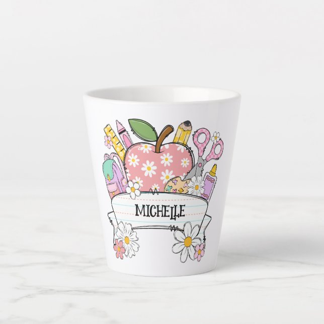 Caneca De Café Latte Fornecimentos personalizados de volta à escola com (Frente)