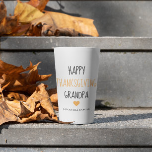 Caneca De Café Latte Foto da Colagem Moderna Feliz Ação de Graças Vovô