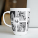 Caneca De Café Latte Foto da família de colagem de tendências - preto e<br><div class="desc">Apresentando nossa Trendy Collage Cinco Famílias de Foto Preta e Branca com o Início no Centro. Esta colagem personalizada e na moda é a maneira perfeita de mostrar as memórias queridas da sua família de uma forma moderna e elegante. Apresentando um elegante esquema de cores preto e branco, esta colagem...</div>