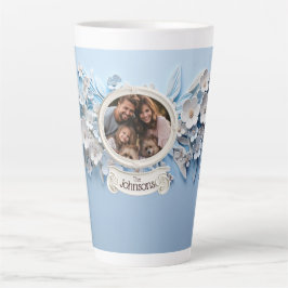 Caneca De Café Latte Foto da família no quadro branco de porcelana